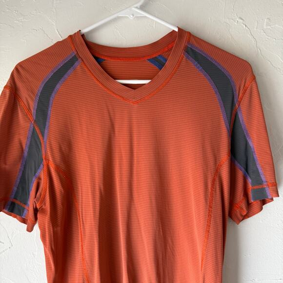 Lululemon‎ Men's Size Small Orange Blue Running Activewear Top - Picture 2 of 7